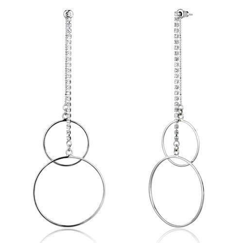 LOAS1067 - Hochpolierte 925 Sterling-Silber - Ohrringe mit Top-Grade - Kristall in Clear