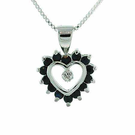 Sterling Silber Sapphire & Diamant Akzent Open Heart Anhänger