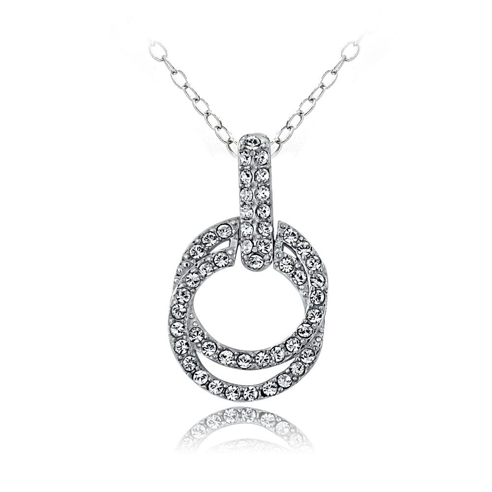 Silberton Swarovski Elemente Doppelkreis Halskette