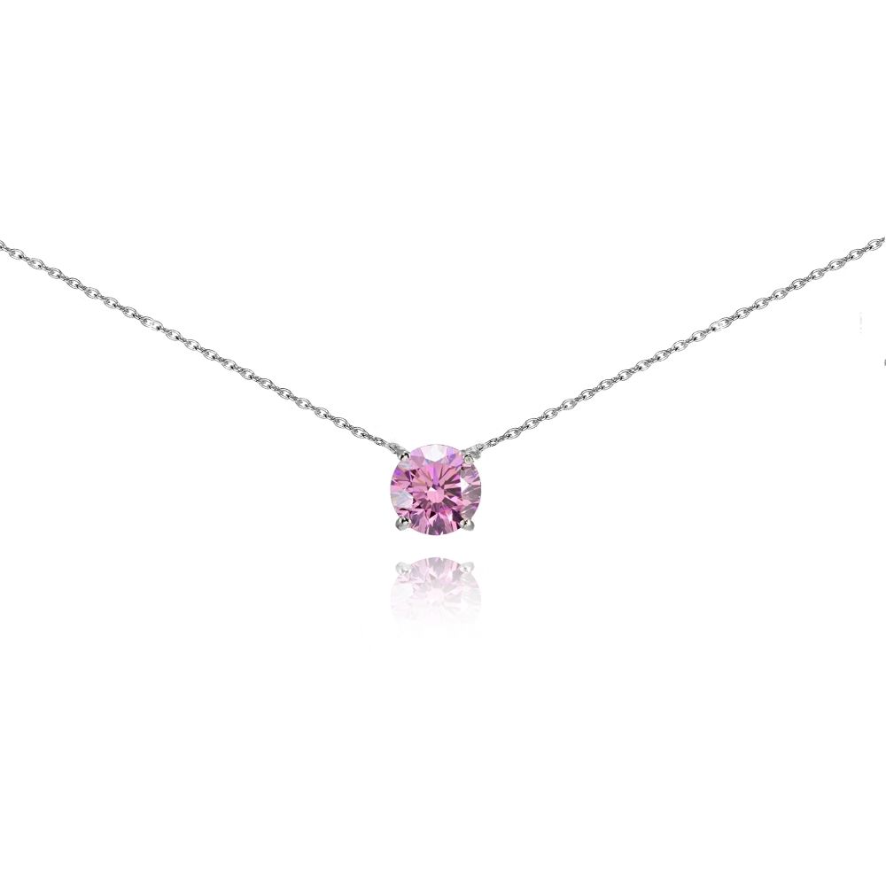 Licht Rose Solitaire Choker Halskette mit Swarovski Kristallen in 925 Silber