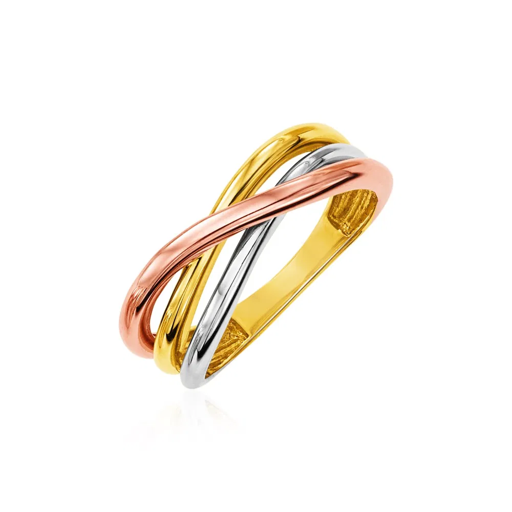 14 Karat Tri Color Gold Twist Style Ring