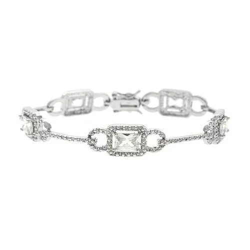 Sterling Silber Diamant cz Kubik Zirkonia Stein Link Armband