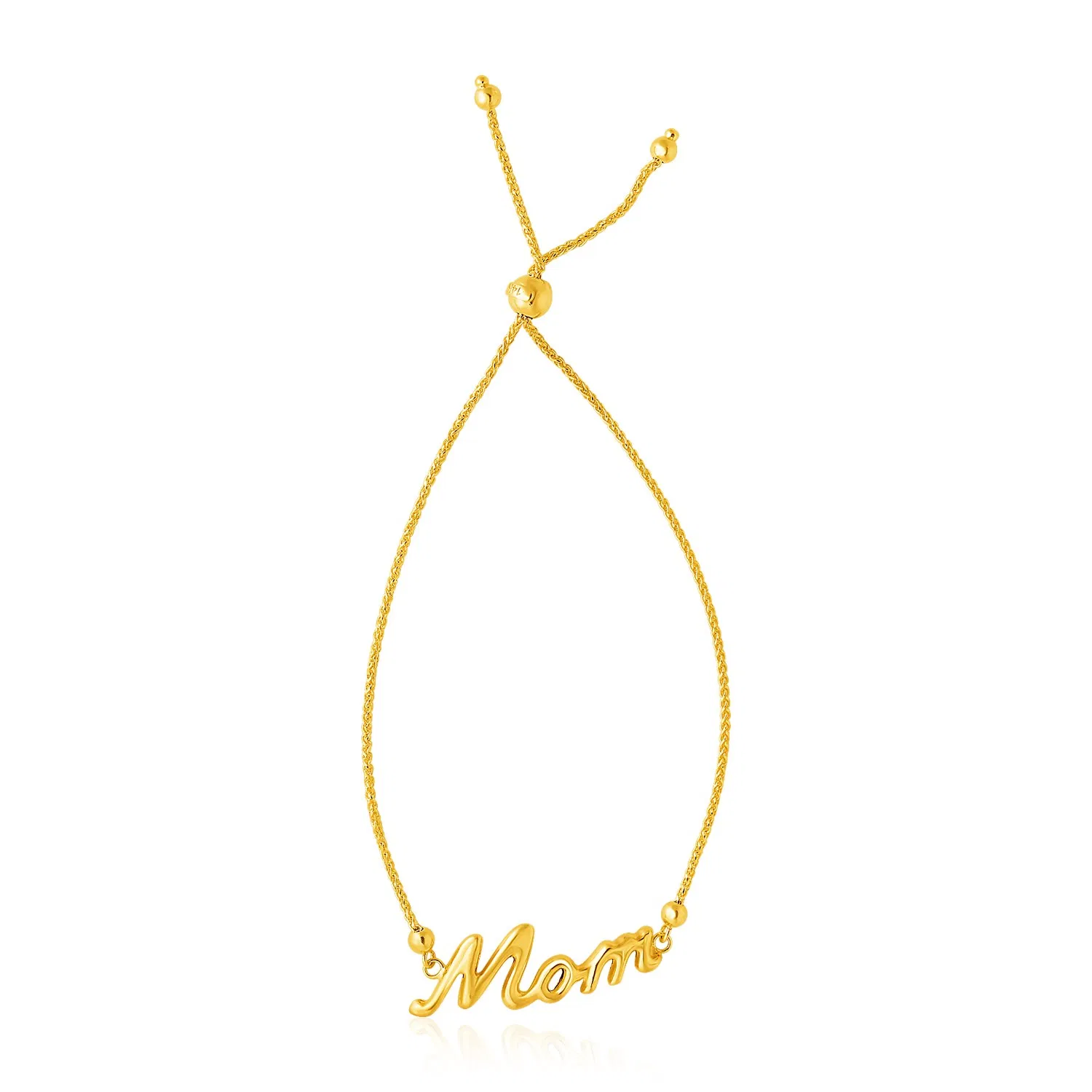 14 Karat Gelbgold MOM Stil Lariat Armband
