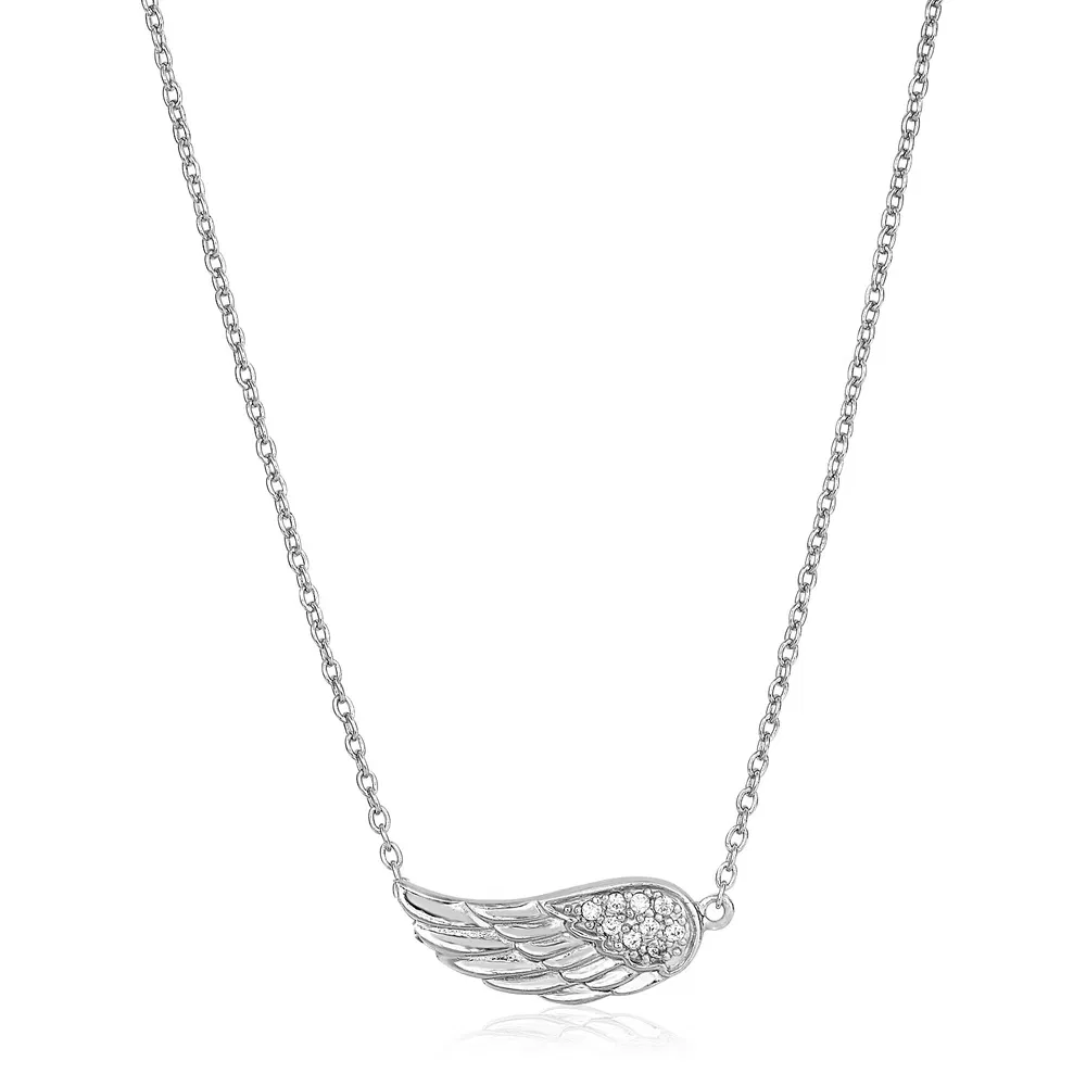 Sterling Silber Textur Angel Wing Halskette