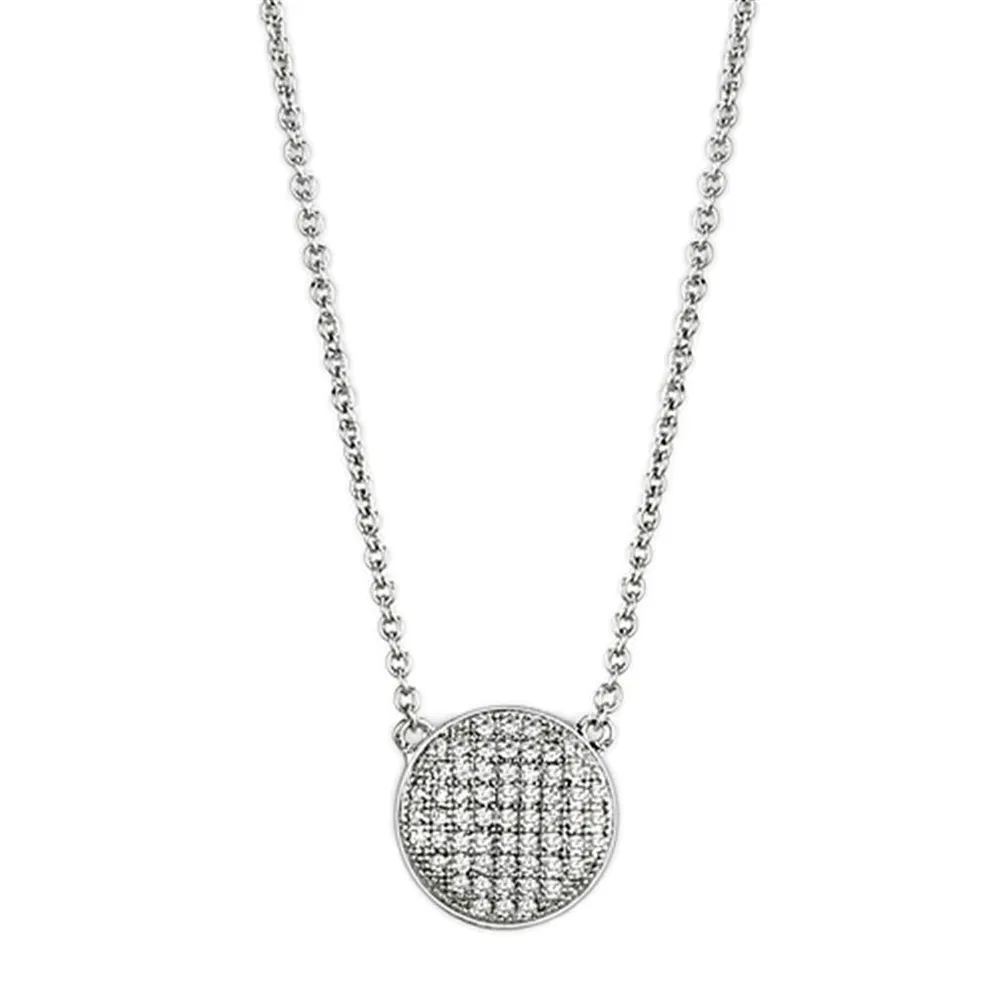 3W437 - Rhodium-Messing - Halskette mit AAA-Klasse CZ in Clear