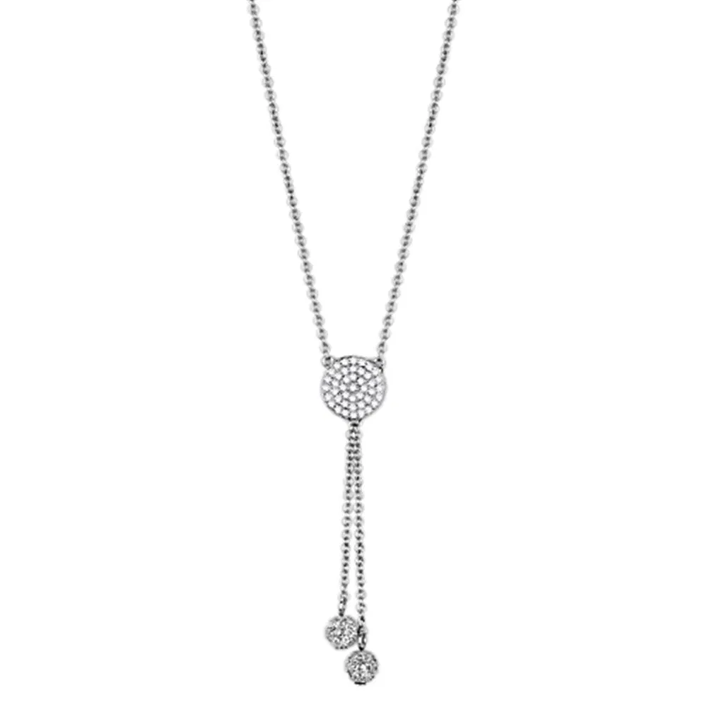 3W429 - Rhodium-Messing - Halskette mit AAA-Klasse CZ in Clear