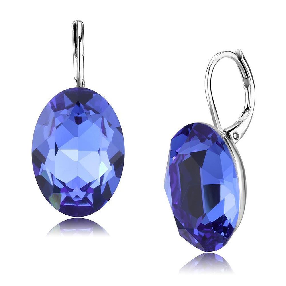 TK3614 - Keine Verzinkung Edelstahl Ohrringe mit Top-Grade - Kristall in Saphir