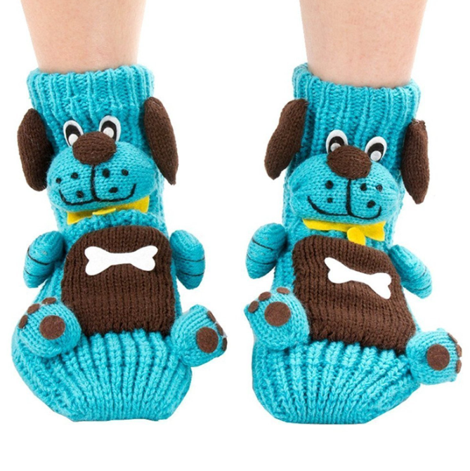 Weibliche Stricksocken Winter warme Weihnachten 3D Cartoon Tier Strümpfe