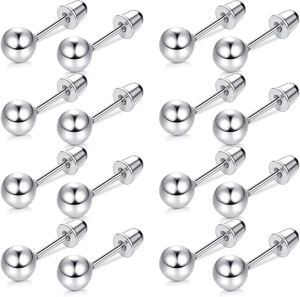 8 Paare 20G Knorpel Stud Ohrringe Rostless Round Ball Barbell Ohrringe für Frauen Männer Screwback Ohr Piercing 7MM