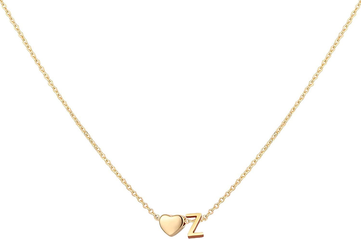 Glimmerst Initial Heart Kette, 18K Gold Plated Edelstahl Tiny Heart Letter Kette Personalisierte Monogramm Name Kette für Frauen Mädchen
