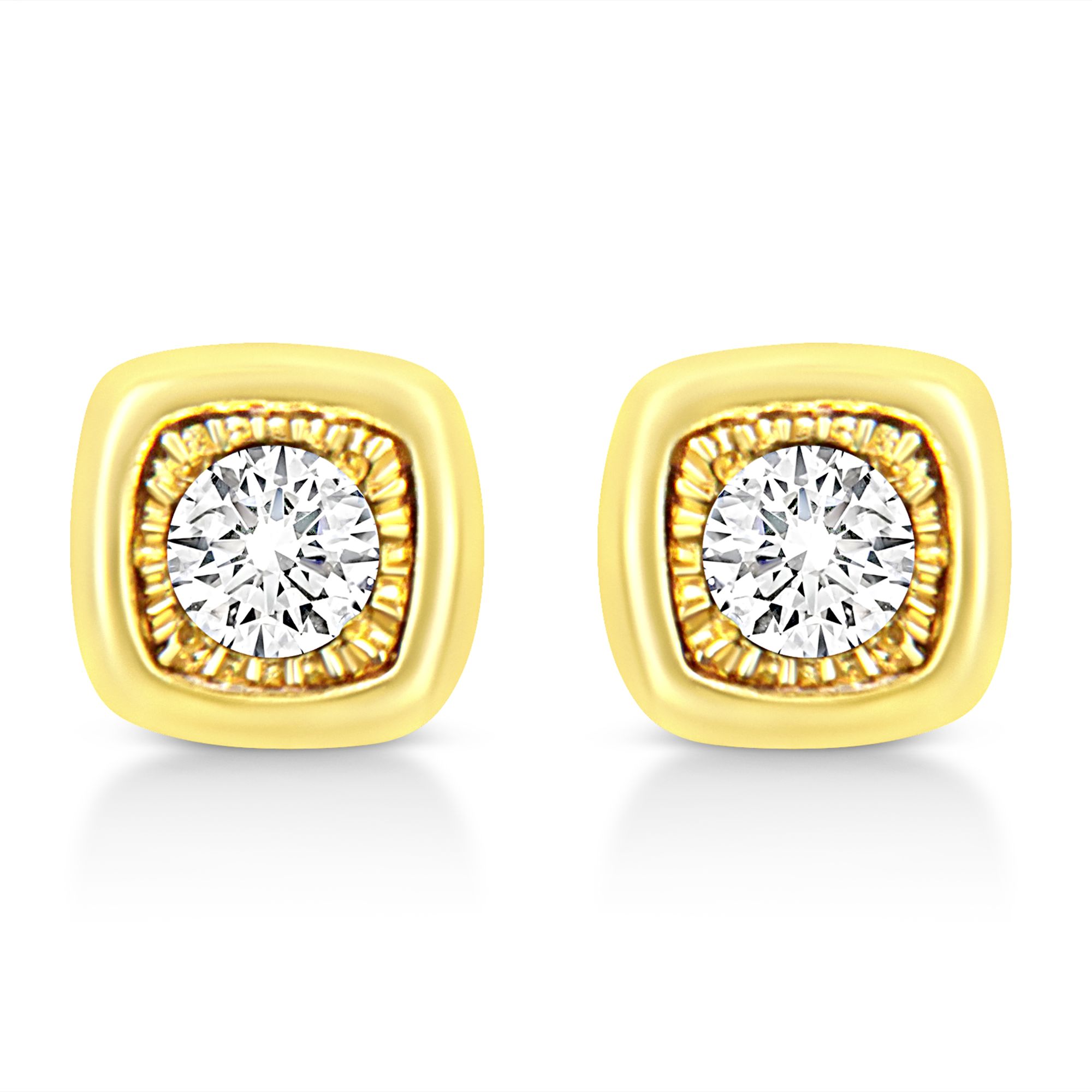 10K Gelbgold Plated .925 Sterling Silber 1 / 10 Cttw Wunder-Set Diamant Stud Ohrringe - Auswahl der Formen