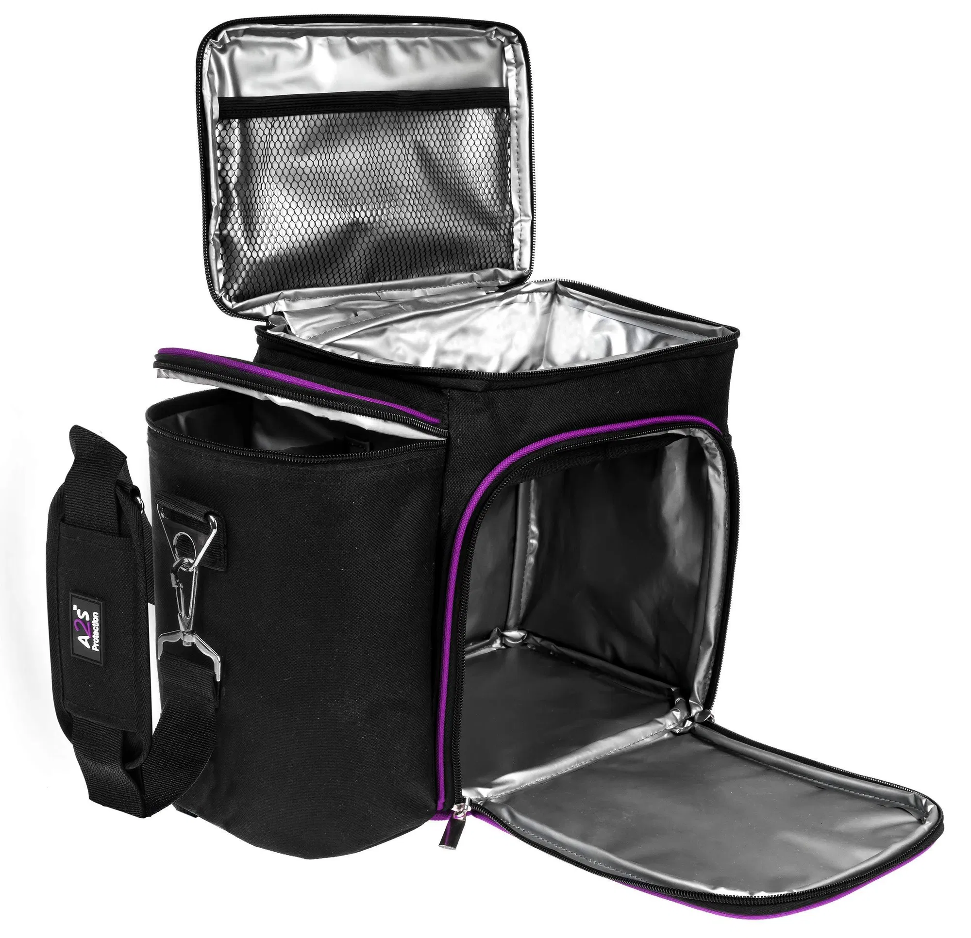 Große Mahlzeitenzubereitung Mittagessenbox Isolierte Mittagessenbox für Frauen oder Männer Perfekt für mehrere Container Mahlzeiten Halten Sie Essen kühl und organisiert Schwarz Purple