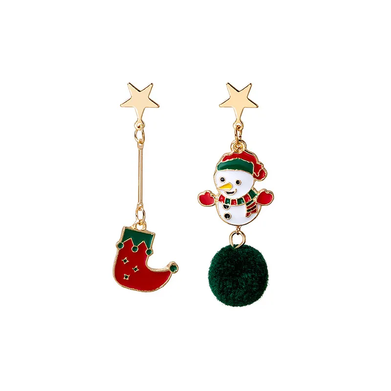 Weihnachts-Ohrringe Europa und Amerika neue Weihnachts-Serie Tassel Metall-Stiefel Old Man Anhänger Silber Nadel Ohrringe Weiblich