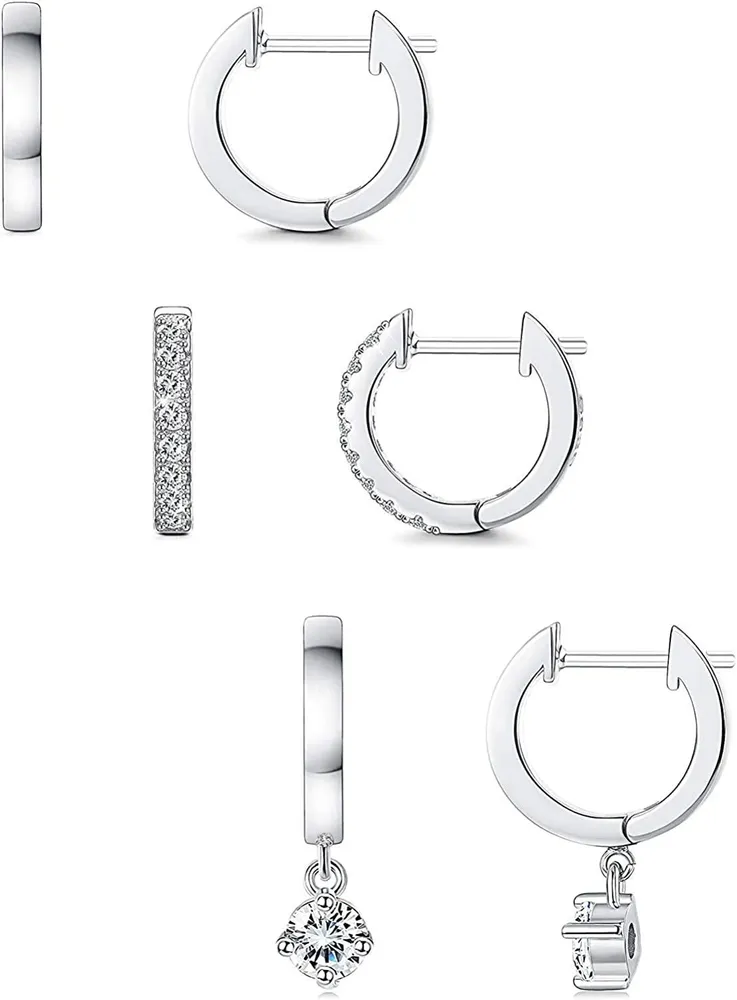 3 Paare Huggie Hoop Ohrringe für Frauen Minimalist Cubic Zirkonia Cuff Ohrringe Dangle Small Hoop Ohrringe Set