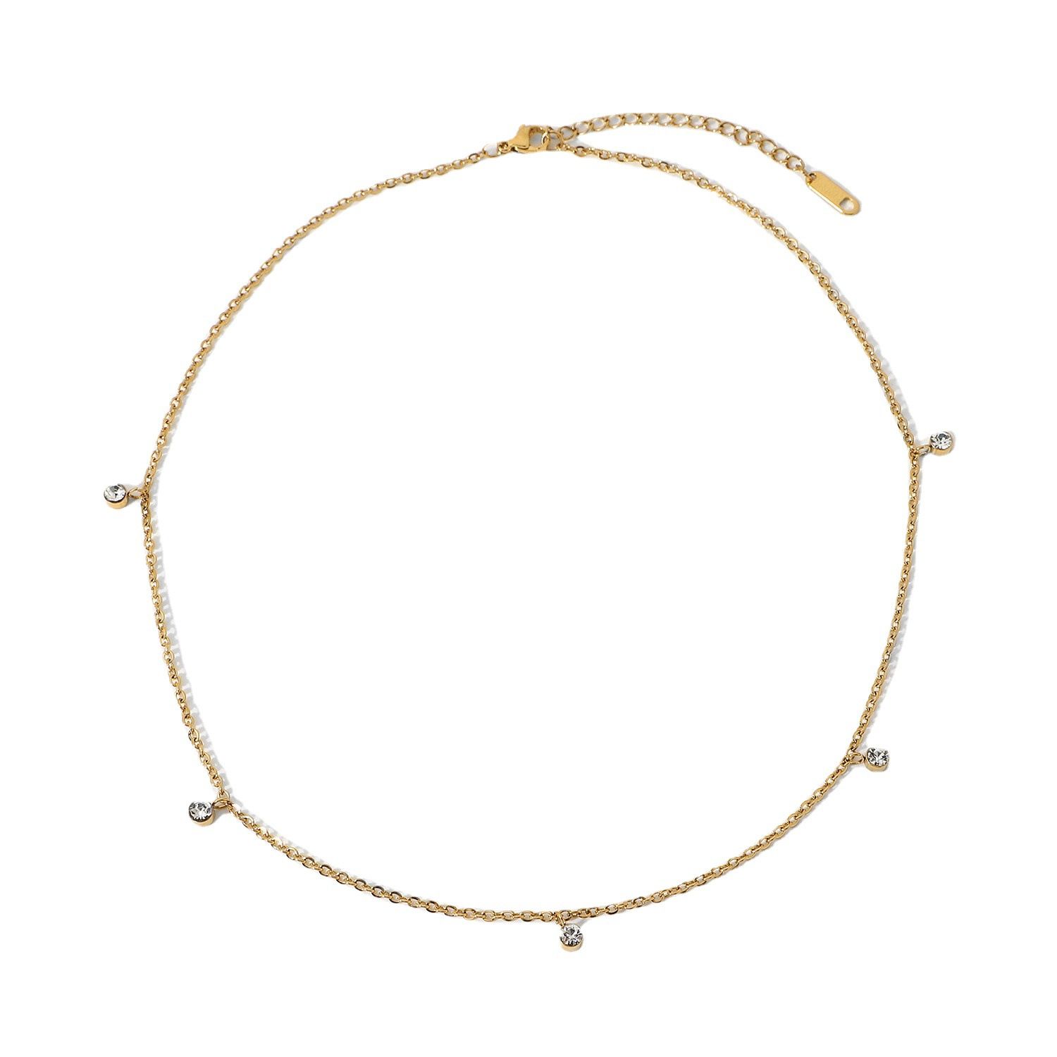 Tewiky Diamant Halskette für Frauen; Dainty Gold Halskette 14K Gold Plated Long Lariat Halskette Einfaches Gold CZ Diamant Choker Halskette für Frauen Trendy Gold Halskette Schmuck Geschenke für Mädchen