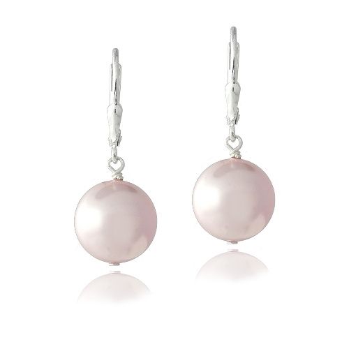 Sterling Silber Rosaline Swarovski Pearl Dangle Leverback Ohrringe, 12mm