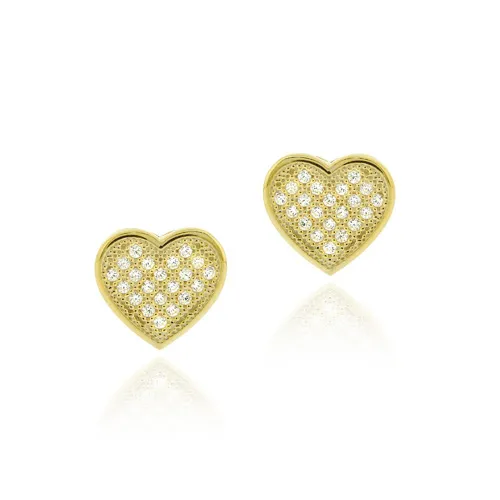 18 Karat Gold über Sterling Silber CZ Micro Pave Herz Ohrringe
