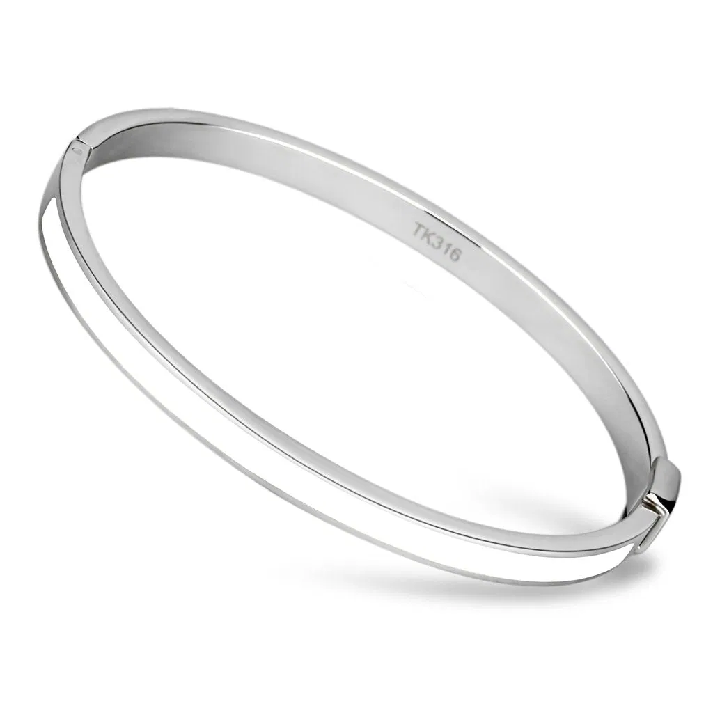 TK740 - Hochpoliertes (ohne Beschichtung) Edelstahl Armband mit Epoxy in Weiß