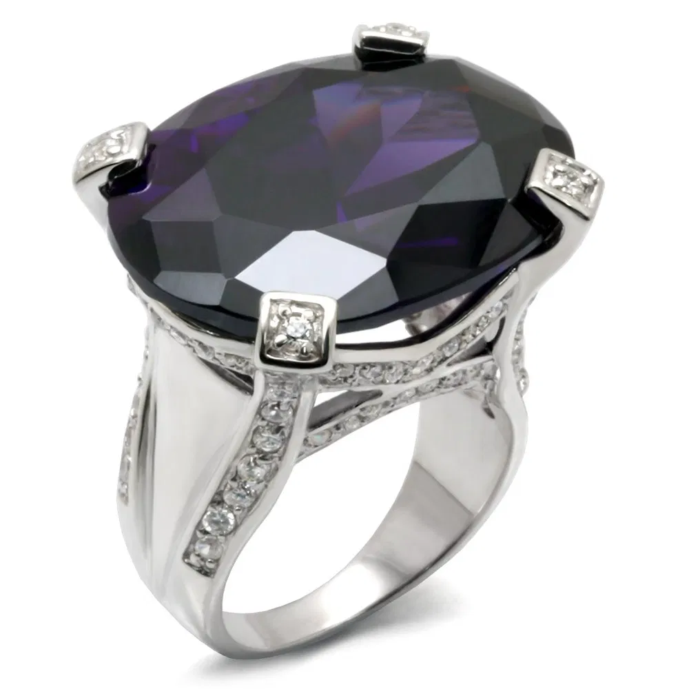 32926 - Hochpolierter 925 Sterling Silberring mit AAA-Klasse CZ in Amethyst