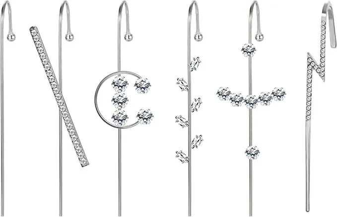 6PCS Mode Ohr Manschetten & Wraps Crawler Hook Ohrringe für Frauen einzigartige Warp Ohrringe langes Ohr Pin Ohrringe für Teenager Mädchen