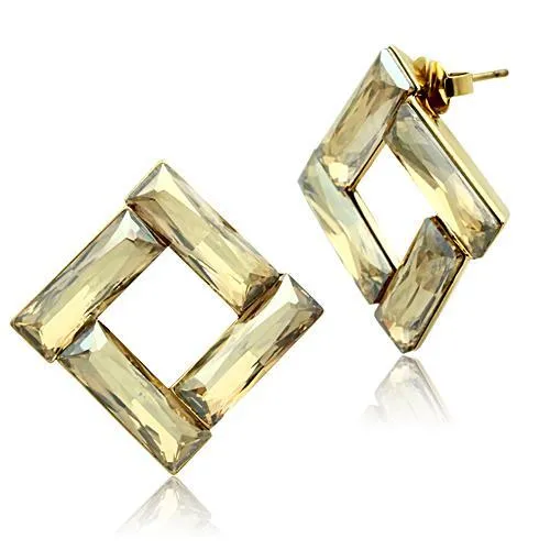 GL344 - IP Gold (Ion Plating) Messing Ohrringe mit Top-Grade - Kristall in Topaz