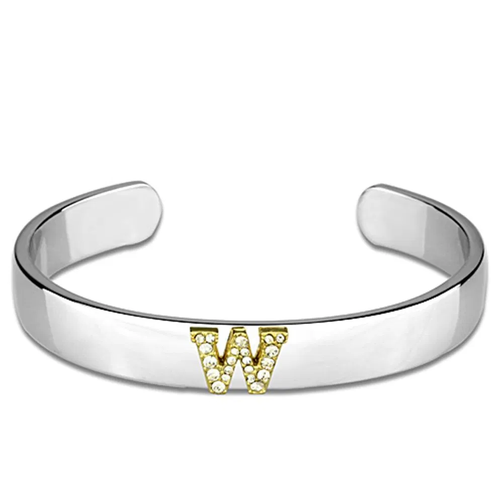 LO3633 - Umkehr Zwei-Ton - Weißmetall Armband mit Top-Grade - Kristall in Clear
