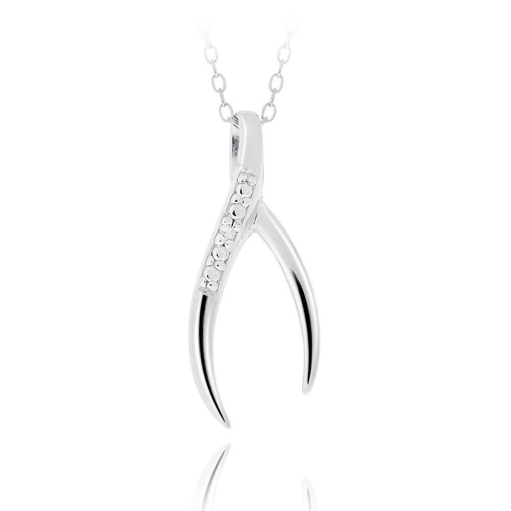 Sterling Silber Diamant Akzent Wishbone Anhänger