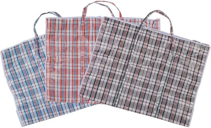 Bosonshop Tragbare Extra-Large Set von 3 Plastik-Schecker - Lagerung wiederverwendbare Wäsche-Einkaufstaschen mit Zipper & Griff Größe 31