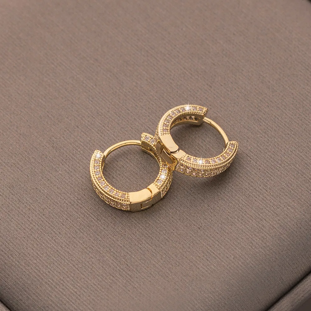 14K Gold Plated Zirkon Hoop Ohrringe Cuff Hoop Ohrringe Für Frauen Elegant Schmuck Damen Accessoires