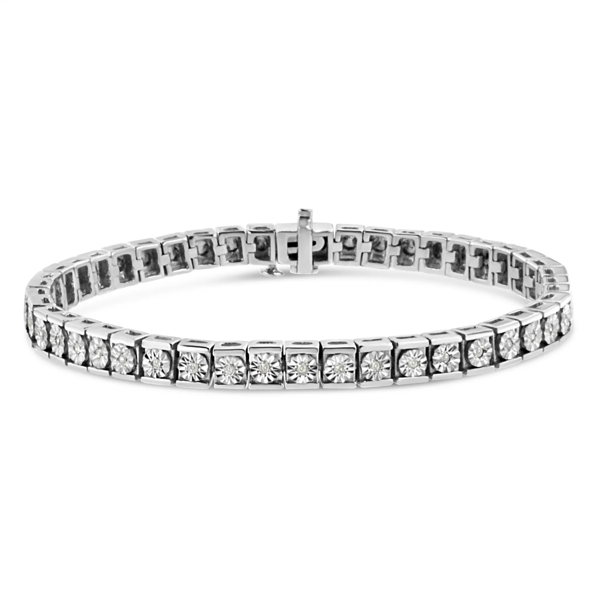 .925 Sterling Silver Miracle Set Diamond Accent Classic Tennis Armband (I-J Farbe, I2 - I3 Klarheit) - 7.25