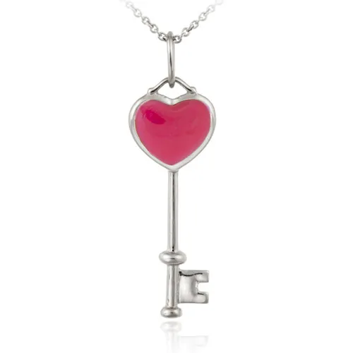 Sterling Silber Designer inspiriert Pink Enamel Schlüsselfhänger