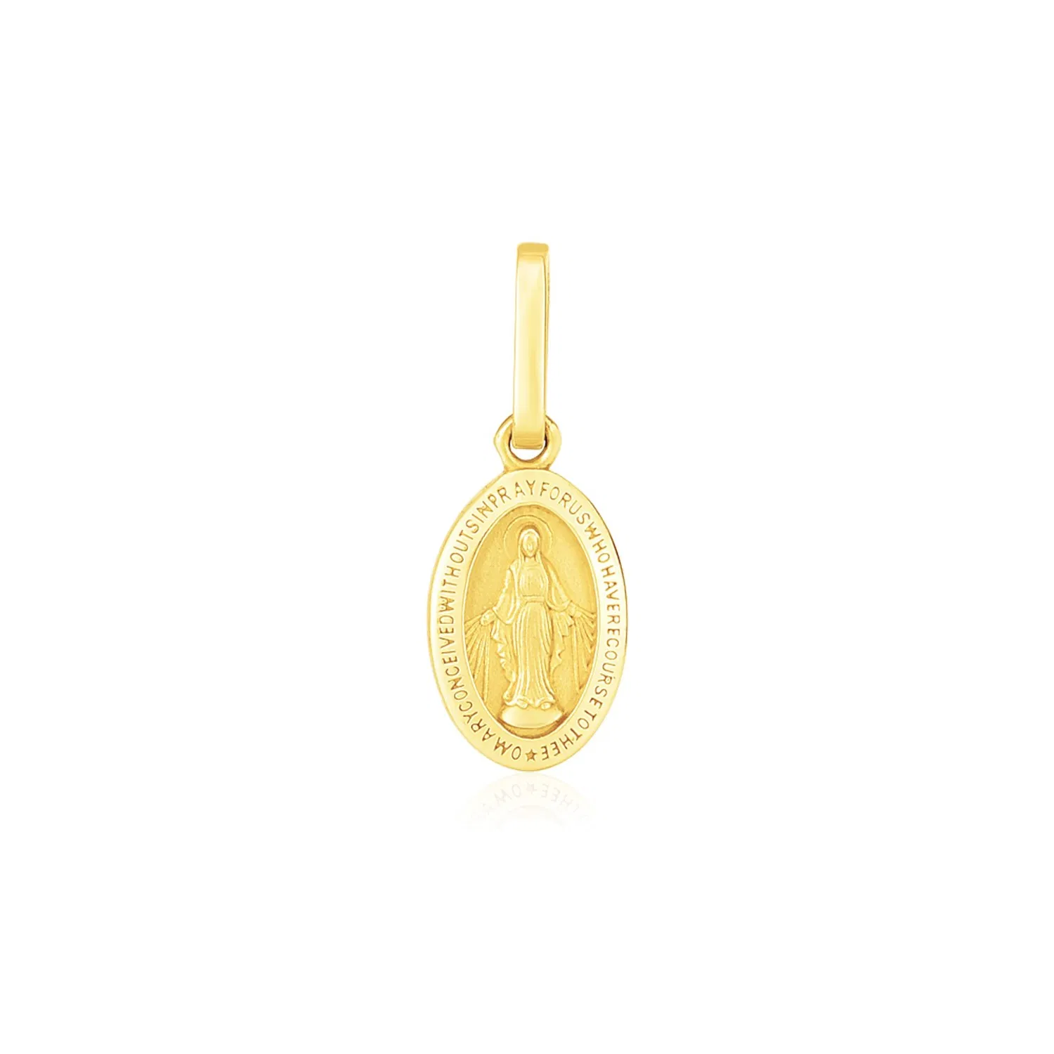14 Karat Gelbgold Oval Religiöse Medaille Anhänger
