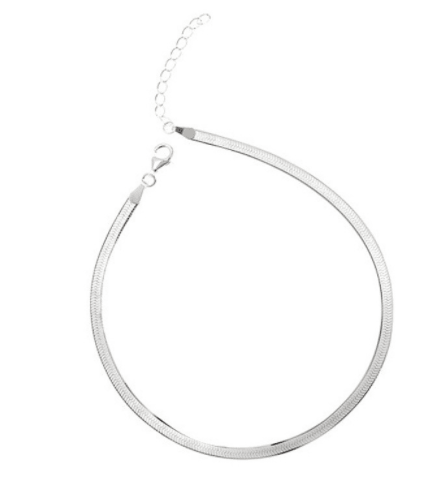 S925 Silber Simple Flat Snake Knochen Einzelketten Ankleber