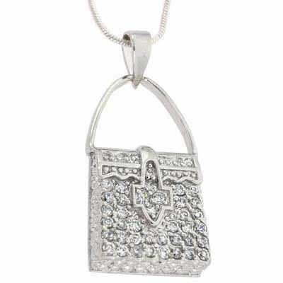 Sterling Silber CZ Pave Handtasche Anhänger