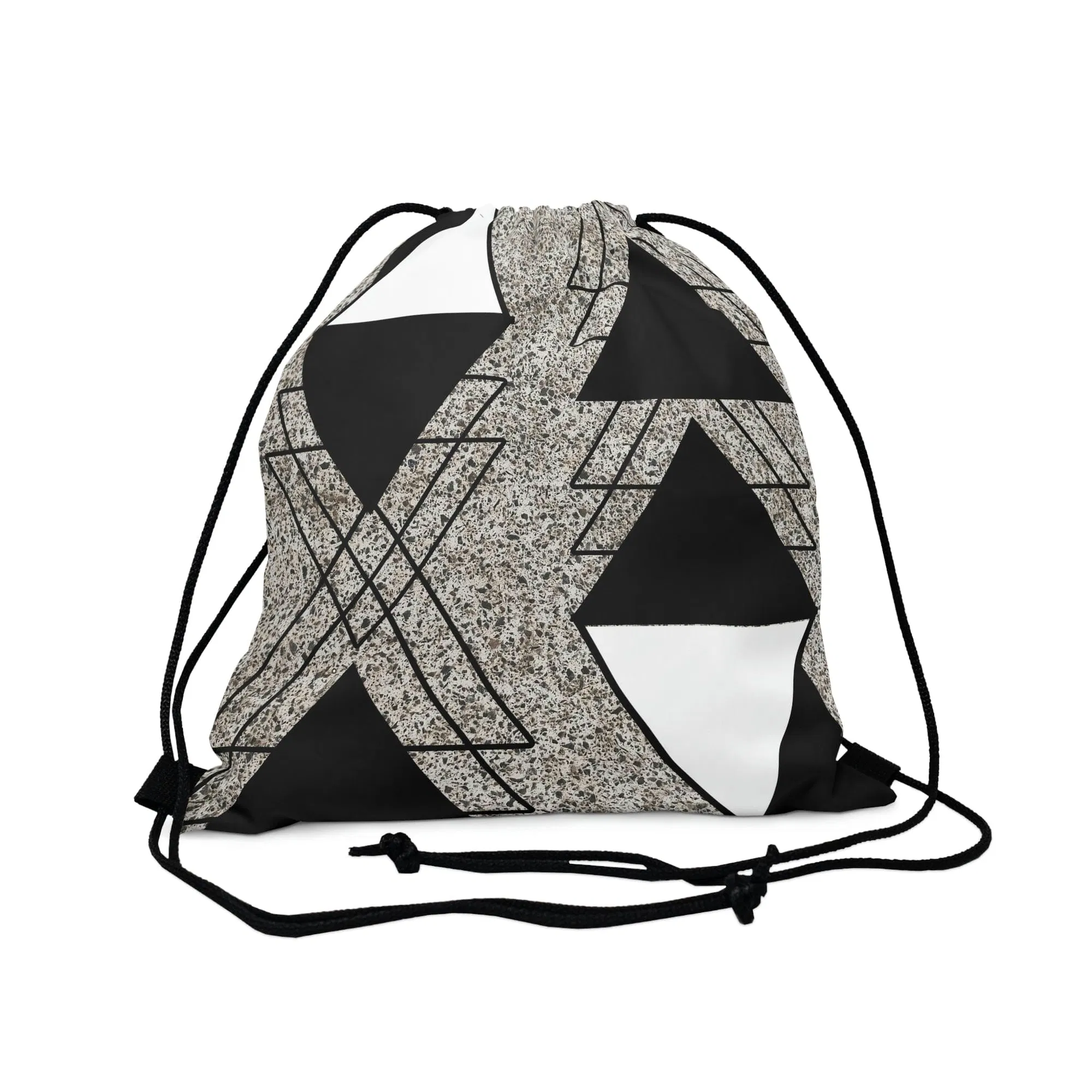 Schnurtasche, schwarz und weiß dreieckige Colorblock