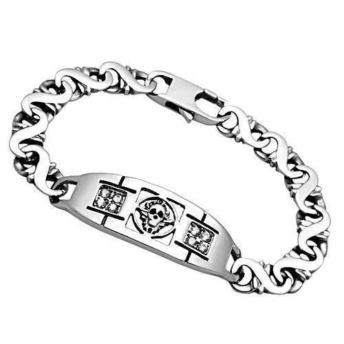 TK574 - Hochpoliertes (ohne Beschichtung) Edelstahl-Armband mit AAA-Klasse CZ in Clear
