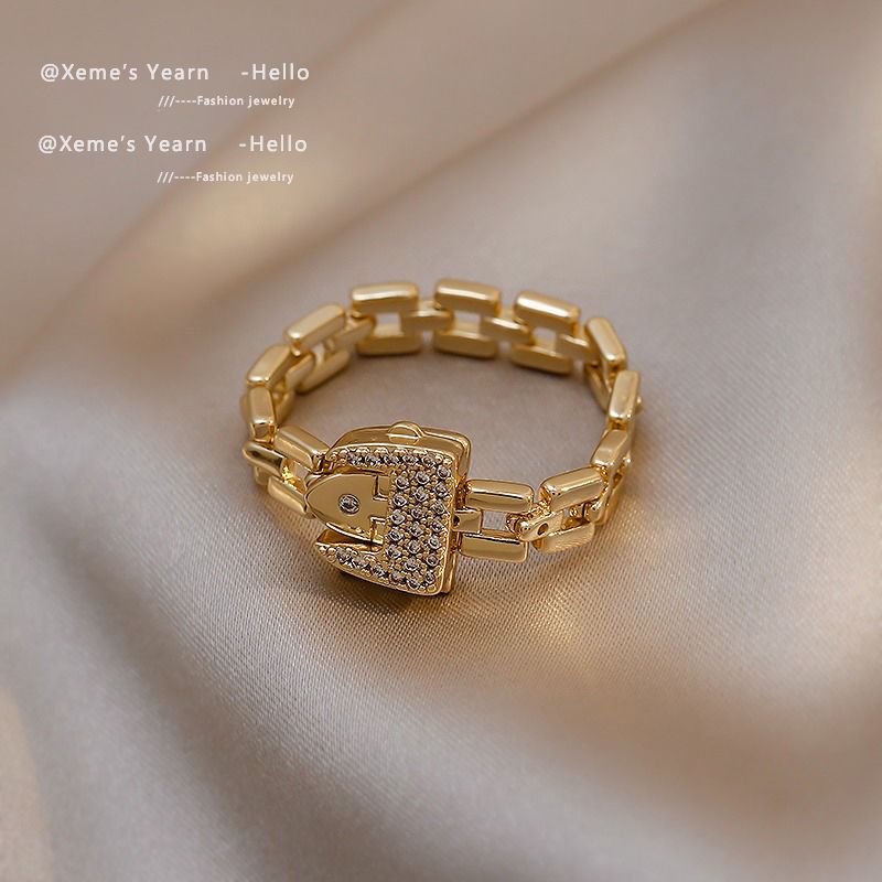 Europäische und amerikanische kreative Goldfarbe Gürtel Schnüre Kette Ring ungewöhnliches Zubehör für koreanische Mode Schmuck Party Mädchen Damen