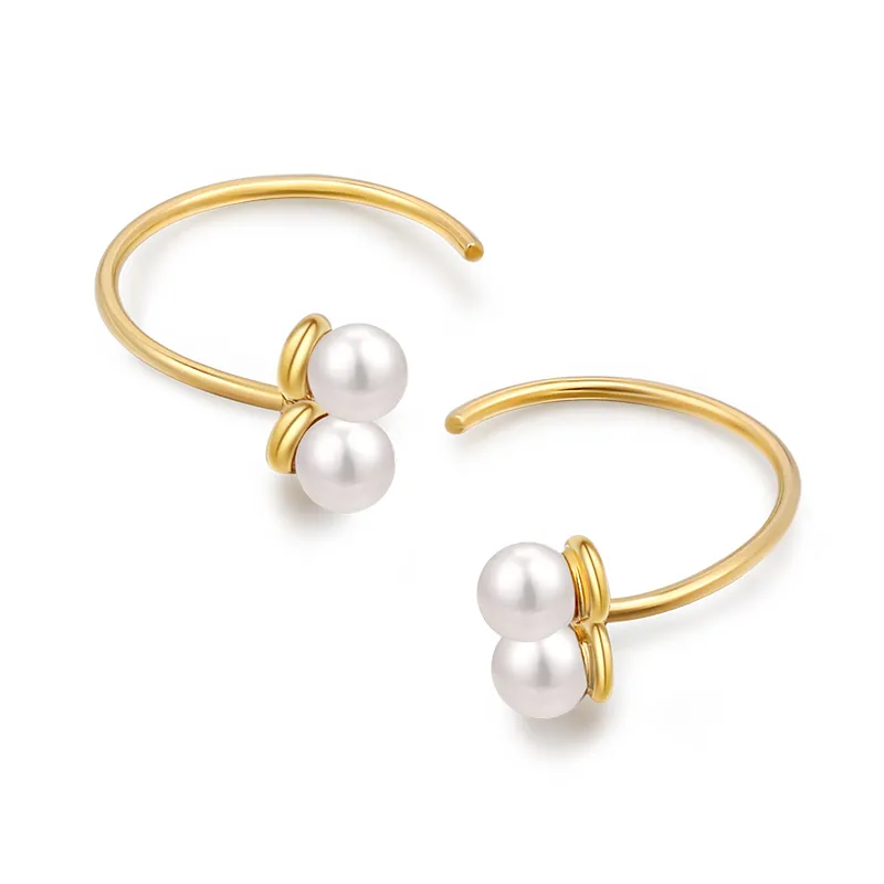 Damen Temperament Sterling Silber Pearl Vintage Stud Ohrringe