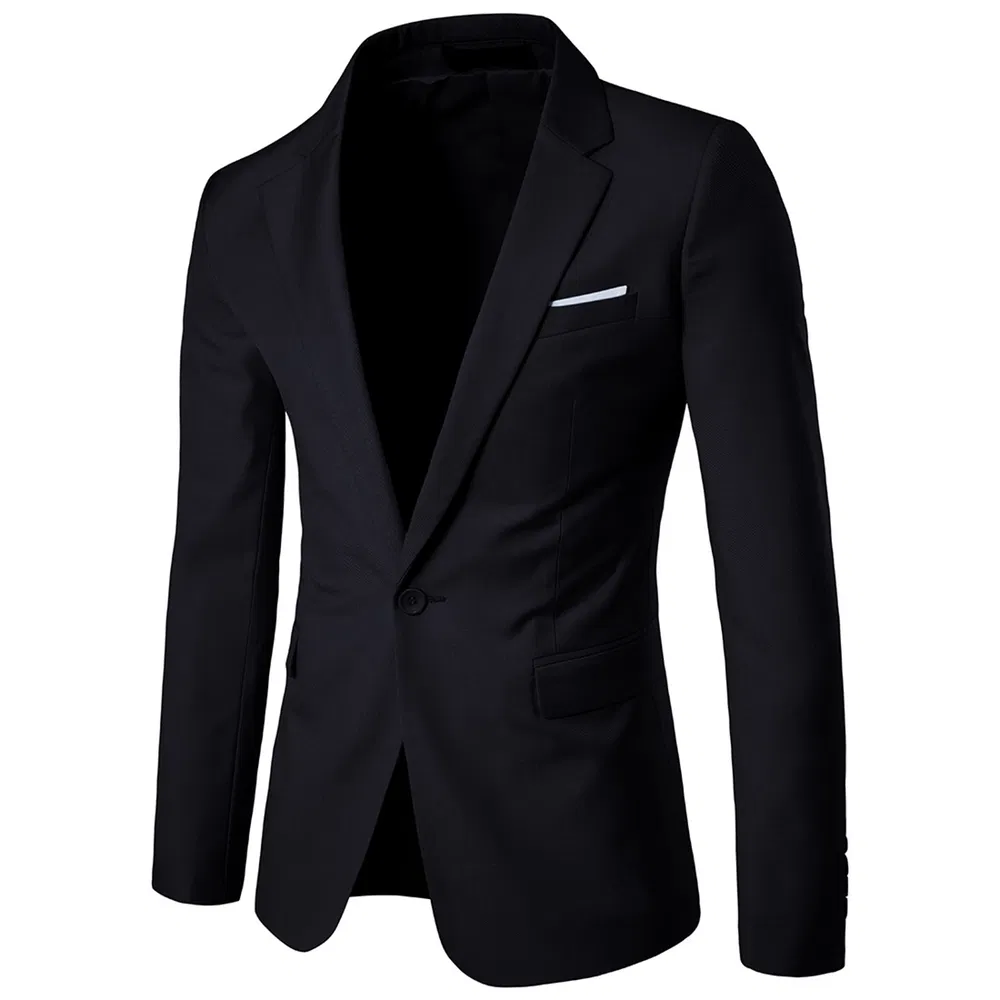Männer Solid Color Suits, Slim Fit Blazers, Single Button Suits