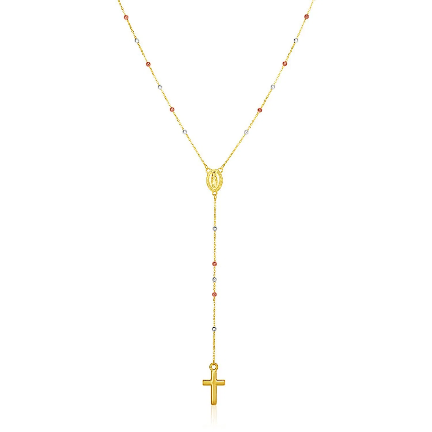 14 Karat Tri Color Gold Lariat Rosenkranz Halskette