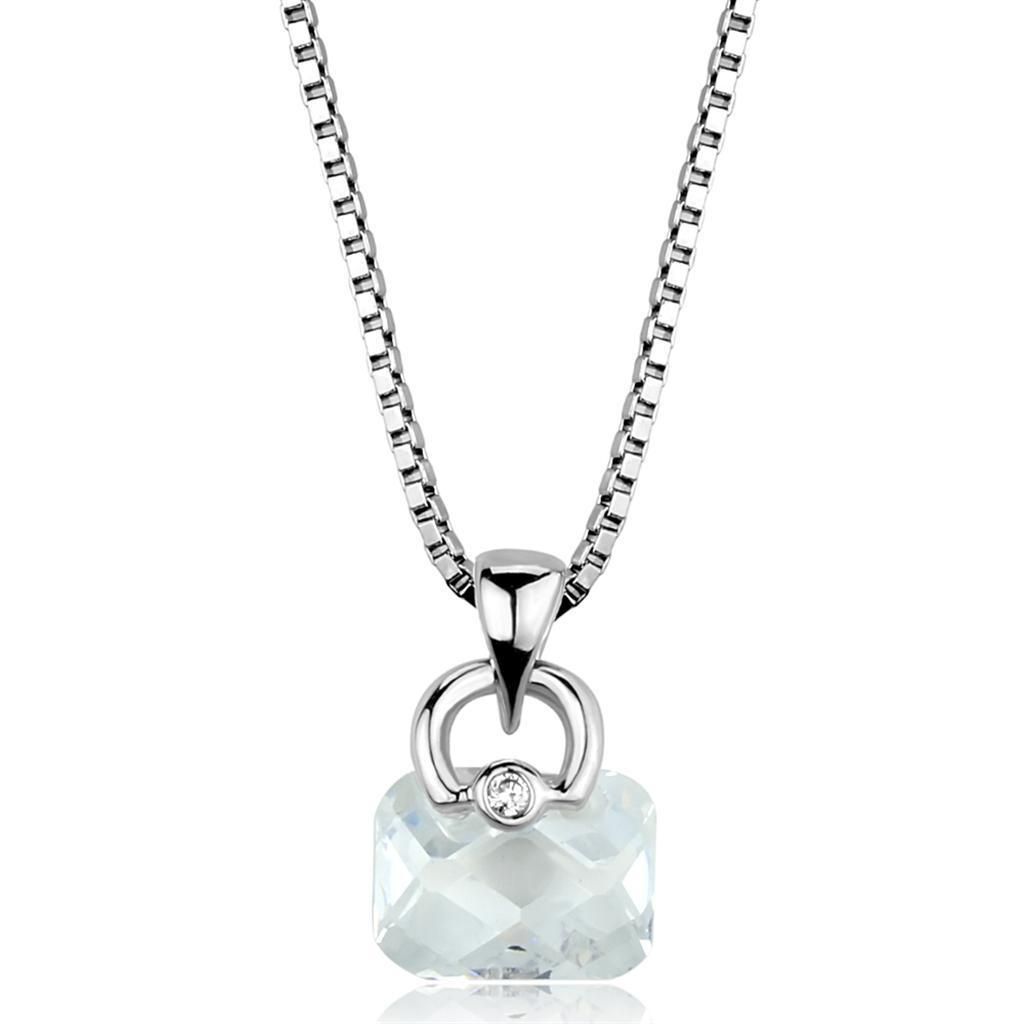 3W844 - Rhodium-Messing - Kette Anhänger mit AAA-Klasse CZ in Clear