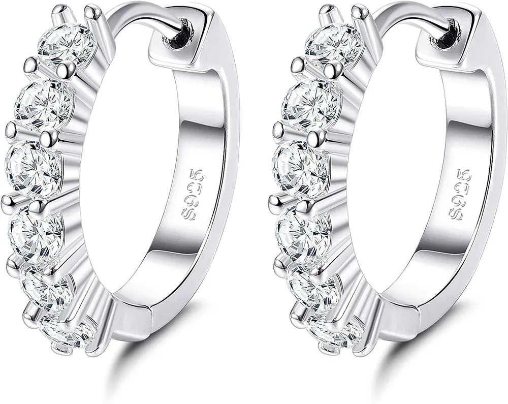 925 Sterling Hoop Ohrringe für Frauen Mädchen mit AAA Cubic Zirkonia Hoop Ohrringe glänzend