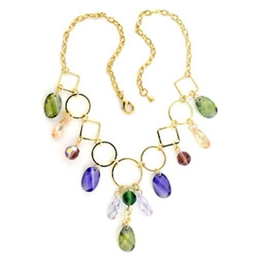 LO720 - Gold-Messing - Halskette mit AAA-Klasse CZ in mehreren Farben