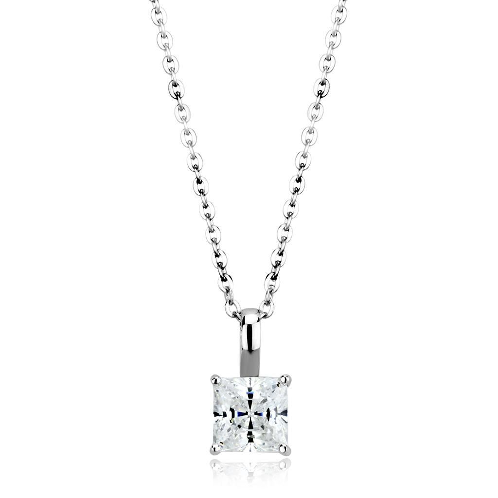 LO4174 - Rhodium-Brass - Kettenhänger mit AAA-Klasse CZ in Clear