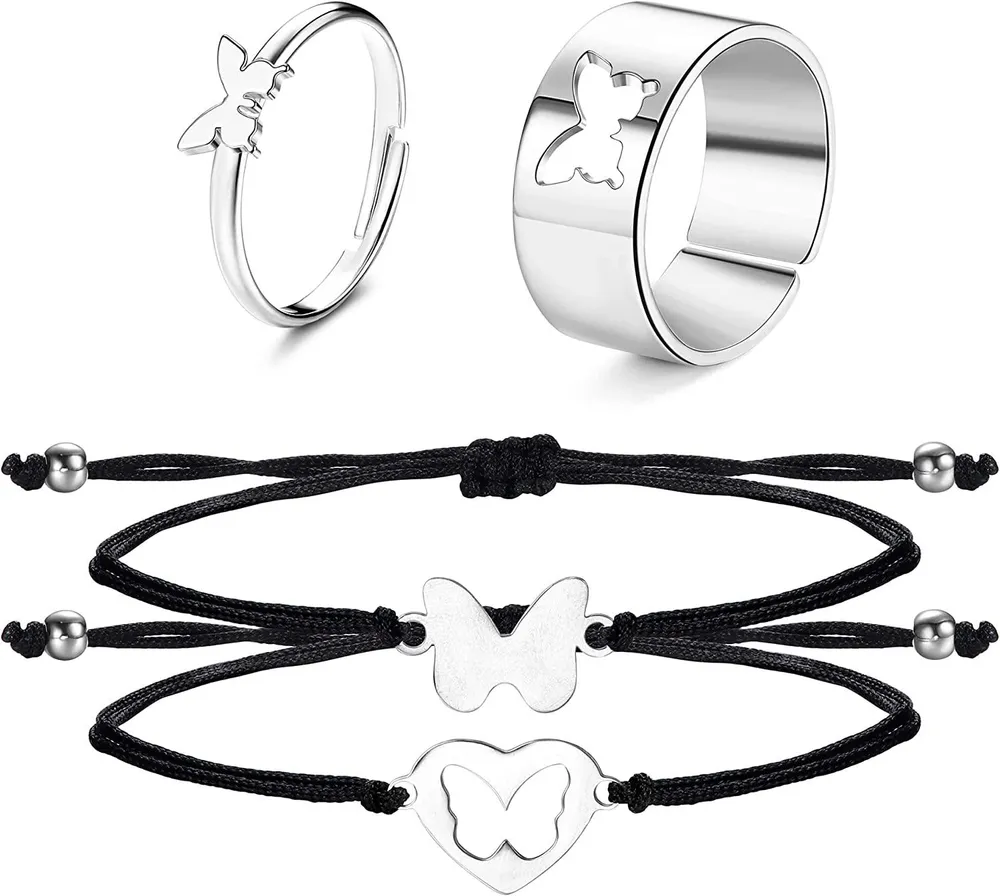 Seil geflochtenes Paar Armbänder einstellbares Paar Ringe Sonne und Mond Ringe Passendes Armband Valentinstag Geschenk für Freund Freund Freund Frau Männer Ihn und Sie