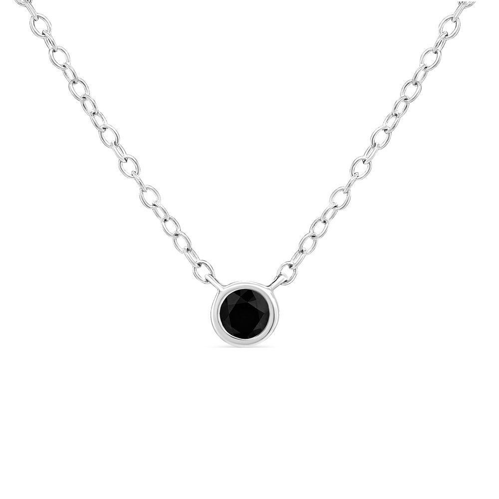 .925 Sterling Silber 1 / 10 Cttw Farbiger Diamant Suspended Bezel-Set Solitaire 16