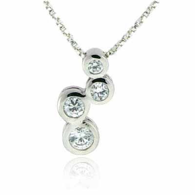 Sterling Silver Designer Simulierte Diamant CZ Bubble Anhänger