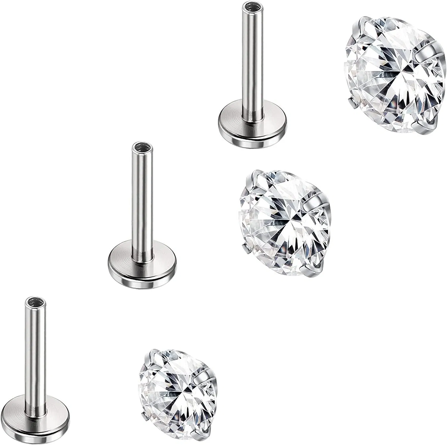 3pcs 16G Knorpel Tragus Ohrringe Stud 316L Chirurgischer Stahl 5A CZ Vorwärts Helix Ohrringe Medusa Labret Stud Monroe Conch Lippen Piercing Schmuck für Frauen