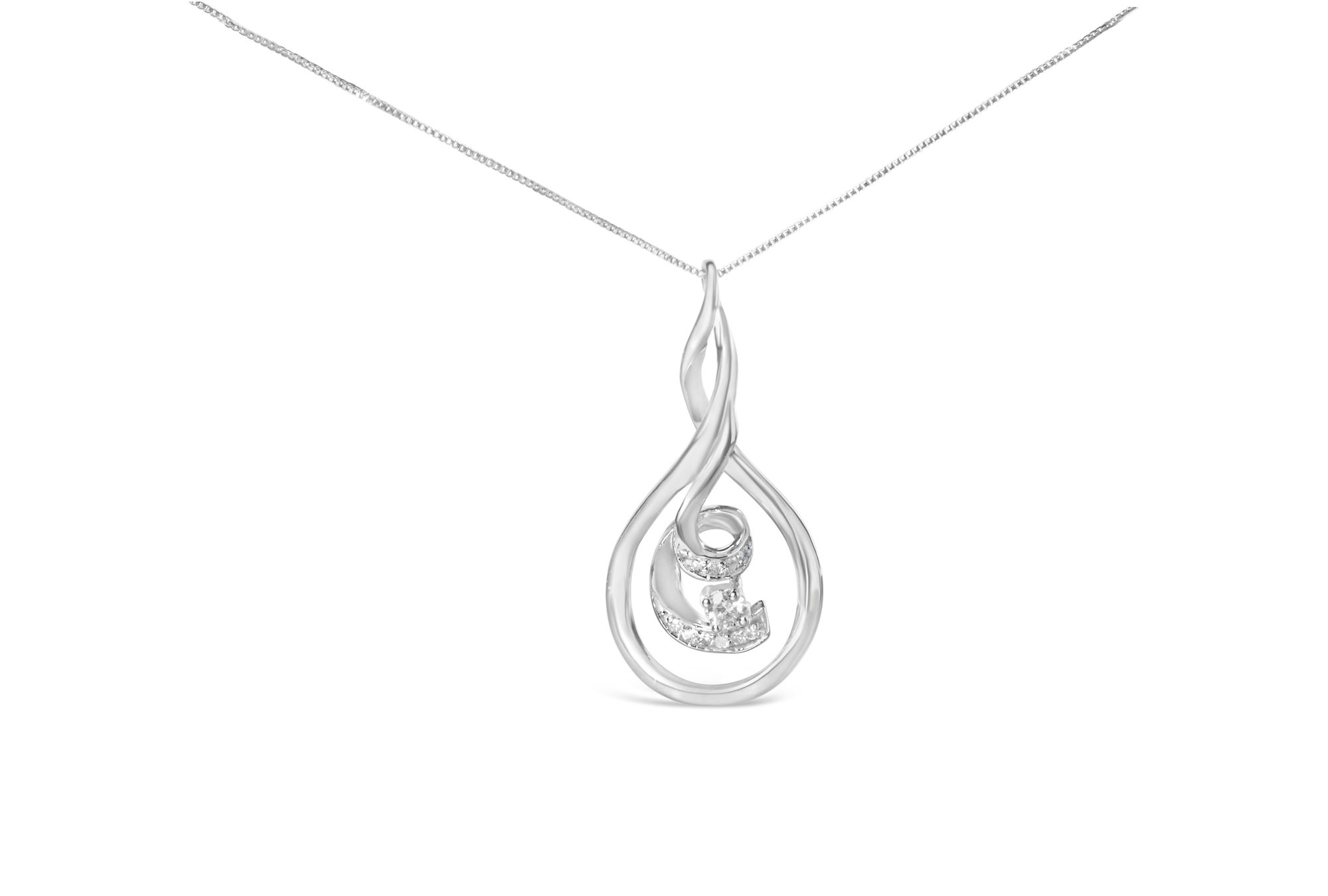 Espira 10K Weißgold 1 / 8 cttw Round Cut Diamond Layered Spiral Pendant Kette (I-J, I1 - I2)