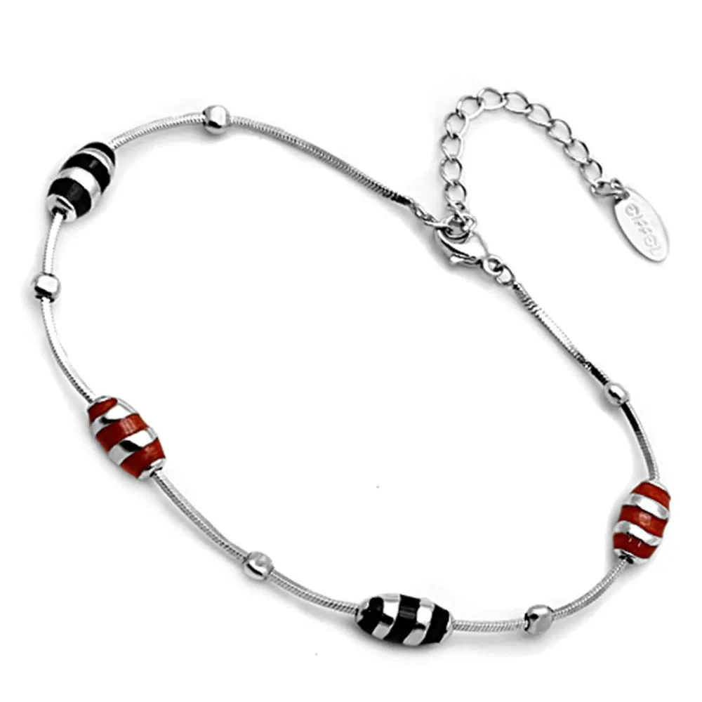 LOS715 - Rhodium 925 Sterling Silber Armband mit Epoxy in mehrfarbigen Farben